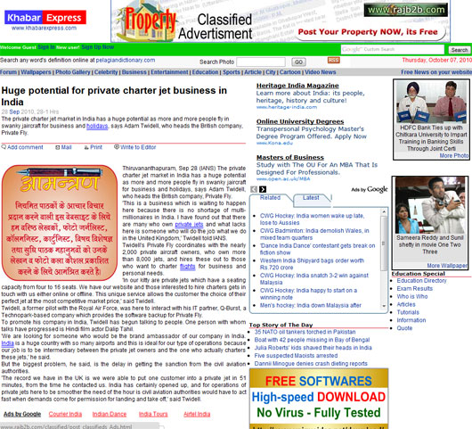 Khabar Express: Huge potential for private charter jet business in India
