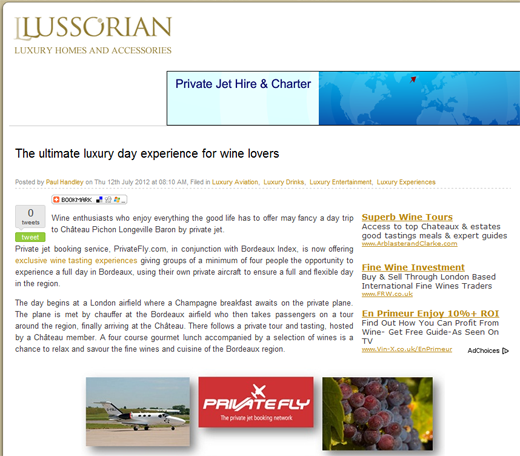 Lussorian: PrivateFly Bordeaux Wine Tour by Private Jet